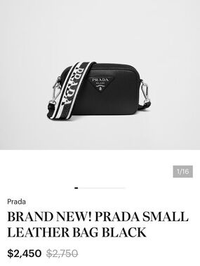 Prada Black Leather Camera Bag with Logo Strap